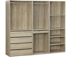 sweeek - Open kledingkast 3 modules modulair 4 lades hangruimtes en vakken - modulo