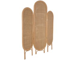 sweeek - Opvouwbaar kamerscherm van rotan en vlechtwerk, natuurlijk hout, vintage