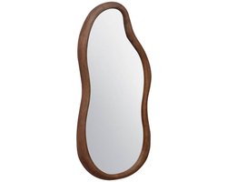 sweeek - Organische spiegel walnootkleurig rubberhout 70 cm - sweeek