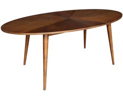 sweeek - Ovale eettafel van rubberhout en eikenfineer, 6 plaatsen - l 190 x b 100 x h 75 cm - diane