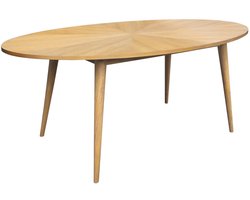 sweeek - Ovale eettafel van rubberhout en eikenfineer, 6 plaatsen - l 190 x b 100 x h 75 cm - diane