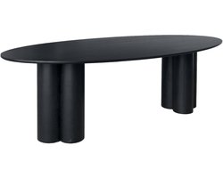 sweeek - Ovale eettafel van rubberhout en eikenfineer 8 zitplaatsen 220cm - leonore