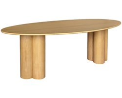 sweeek - Ovale eettafel van rubberhout en eikenfineer 8 zitplaatsen 220cm - leonore