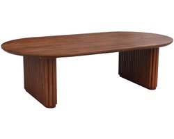 sweeek - Ovale salontafel rubberhout met eikenfineer - l 122 x b 65 x h 35 cm - gabrielle