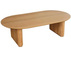 sweeek - Ovale salontafel rubberhout met eikenfineer - l 122 x b 65 x h 35 cm - gabrielle