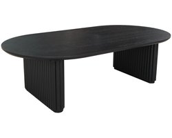 sweeek - Ovale salontafel rubberhout met eikenfineer - l 122 x b 65 x h 35 cm - gabrielle