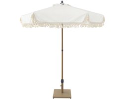 sweeek - Rechte parasol met franjes 2m stalen mast met houteffect upf 30+ - hossegor
