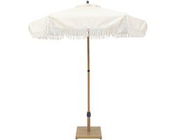 sweeek - Rechte parasol met franjes 2m stalen mast met houteffect upf 30+ - hossegor
