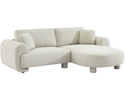 sweeek - Rechterhoekbank 3 zitplaatsen stof, ronde poten l 231 x b 160 / 88 x h 78 cm- zenio