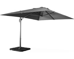 sweeek - Rechthoekige parasol 3x4 m, wimereux, 360° draaibaar + verzwaarde platen 50x50cm