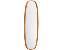 sweeek - Rechthoekige spiegel jamie van heveahout, afgeronde randen, licht houten kleur, 2 verschillende maten