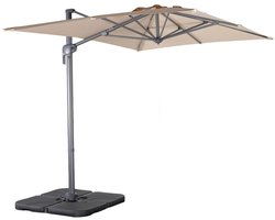 sweeek - Rechthoekige zweefparasol 2x3m kantelbaar inklapbaar en 360° draaibaar + 4 ballasttegels - antibes