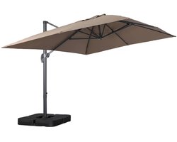 sweeek - Rechthoekige zweefparasol 4x3m + ballasttegels 50x50cm - wimereux + fixeo