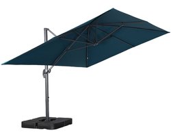 sweeek - Rechthoekige zweefparasol 4x3m + ballasttegels 50x50cm - wimereux + fixeo