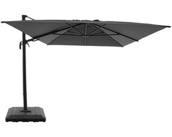 sweeek - Rechthoekige zweefparasol 4x3m + hoes en ballasttegels 98x98cm - ombrea