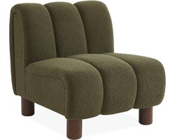 sweeek - Relaxfauteuil met afgeronde poten in hout en boucléstof
