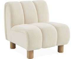 sweeek - Relaxfauteuil met afgeronde poten in hout en boucléstof