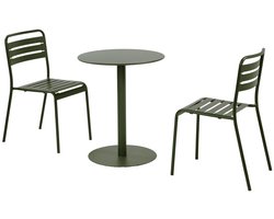 sweeek - Ronde bistro tuintafel staal + 2 stoelen ø60cm - orea + amélia