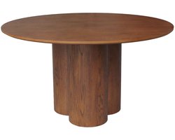 sweeek - Ronde eettafel van rubberhout en eikenfineer voor 4 personen 130cm - leonore