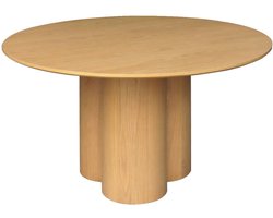 sweeek - Ronde eettafel van rubberhout en eikenfineer voor 4 personen 130cm - leonore