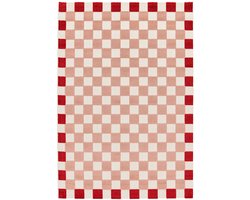 sweeek - Roze en rood geruit tapijt voor binnen/buiten - mona