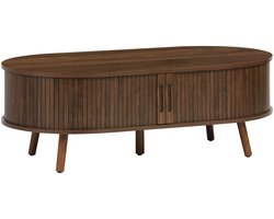 sweeek - Salontafel met 2 schuifdeuren en 3 vakken met houteffect 110 x 59 x 39cm - legacy