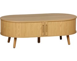 sweeek - Salontafel met 2 schuifdeuren en 3 vakken met houteffect, b 110 x d 59 x h 39cm