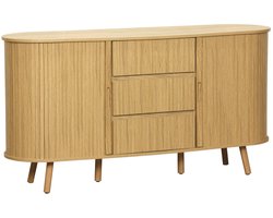 sweeek - Scandinavisch dressoir gegroefd houteffect 2 schuifdeuren en 3 lades 150cm - legacy