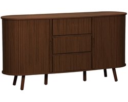 sweeek - Scandinavisch dressoir gegroefd houteffect 2 schuifdeuren en 3 lades 150cm - legacy