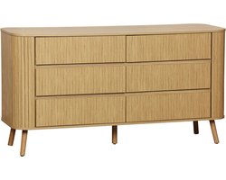 sweeek - Scandinavisch dressoir gegroefd houteffect 6 lades 150cm - legacy