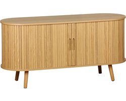 sweeek - Scandinavisch tv-meubel, 2 schuifdeuren, 4 vakken, gegroefd houteffect, 120cm