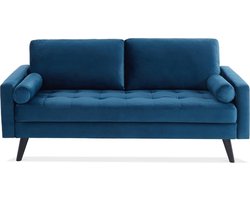 sweeek - Scandinavische 3-zits gecapitonneerde fluwelen bank met houten poten - ivar