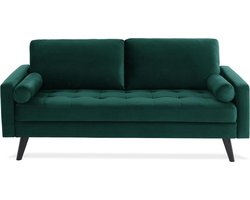 sweeek - Scandinavische 3-zits gecapitonneerde fluwelen bank met houten poten - ivar