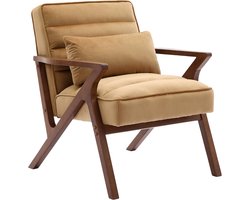 sweeek - Scandinavische fauteuil in heveahout en velours