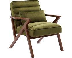 sweeek - Scandinavische fauteuil in heveahout en velours