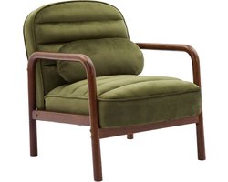 sweeek - Scandinavische fauteuil in met walnoot gebeitst heveahout en velours