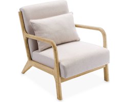 sweeek - Scandinavische fauteuil van hout en stof - lorens