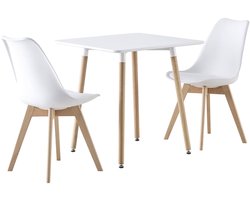 sweeek - Scandinavische vierkante eettafel in hout, 2 stoelen - hedvig