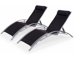 sweeek - Set van 2 aluminium en textileen ligbedden - louisa