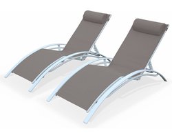 sweeek - Set van 2 aluminium en textileen ligbedden - louisa