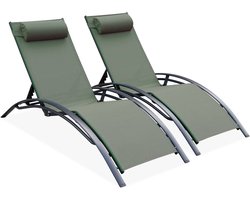 sweeek - Set van 2 aluminium en textileen ligbedden - louisa