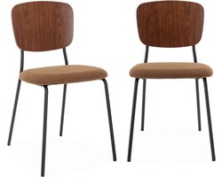 sweeek - Set van 2 bouclé en houten stoelen - emy