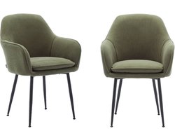 sweeek - Set van 2 corduroy fauteuils met matzwarte metalen poten, b 57 x d 59 x h 84,5