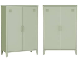 sweeek - Set van 2 industriële metalen kasten 2 vakken 2 deuren 75cm - soho