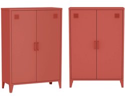 sweeek - Set van 2 industriële metalen kasten 2 vakken 2 deuren 75cm - soho