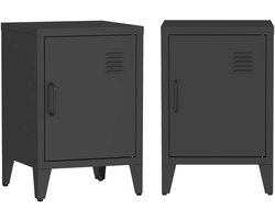 sweeek - Set van 2 industriële nachtkastjes 1 deur - soho