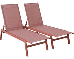 sweeek - Set van 2 ligstoelen in textileen en metaal, 5 posities - flora