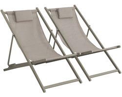 sweeek - Set van 2 matera opvouwbare stoelen met kussen in aluminium / textilene, verschillende kleuren, 102 x 62 x 81 cm