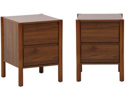 sweeek - Set van 2 nachtkastjes houteffect 2 laden - 42 x 42 x 55 cm - harmony