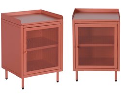 sweeek - Set van 2 nachtkastjes met geperforeerde deur, metaal, industrieel - ohio